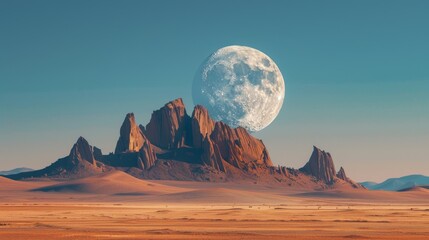 Naklejka premium A large, orange and white moon in the sky 