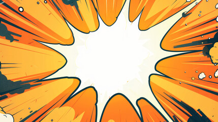 Orange and yellow comic style explosion background, perfect for an impactful banner with blank space