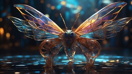 Alien butterfly on mysterious background - obrazy, fototapety, plakaty