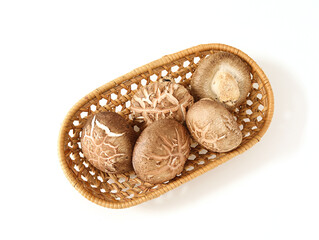 Fresh mushrooms in a basket