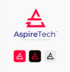 Aspire logo design template with App icon set - Fully Editable Text