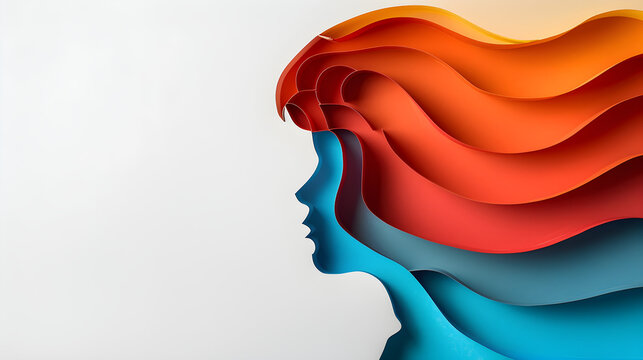 World Mental Health Day banner with a paper cutout of a boy's head on a white background, conveying the concept of children's mental health and thoughtfulness.