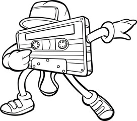Retro Cassette Tape Cartoon Character Dabbing dance