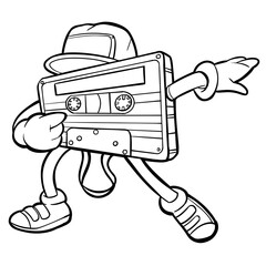 Retro Cassette Tape Cartoon Character Dabbing dance