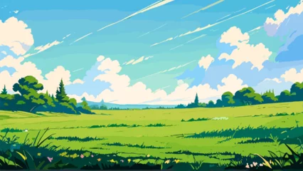  Relaxing Meadow View Vector Illustration © Mulyadi Lim