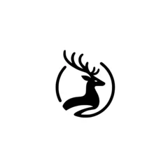 Gordijnen Hipster Style Deer Logo Vector © Ahmad