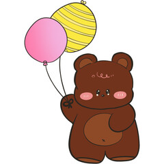 Fototapeta premium The illustration of a bear with balloon