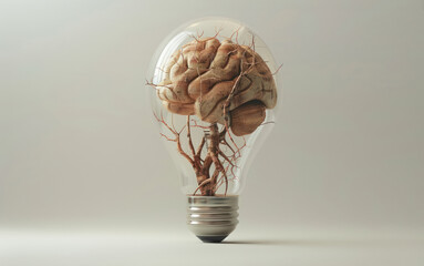 Light Bulb With Brain Inside - obrazy, fototapety, plakaty