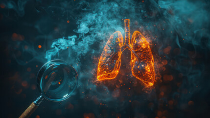 Lungs Examined With Magnifying Glass - obrazy, fototapety, plakaty