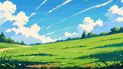  Sunny Meadow Field Vector Illustration © Mulyadi Lim