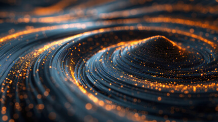 Fototapeta na wymiar Close Up of a Spiral of Gold Glitter