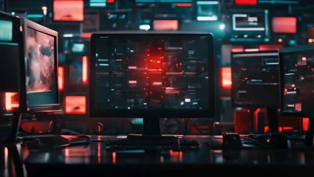 A computer screen popup warning of a system being hacked after cyberattacks on computer networks internet viruses cybercrime hackers stole data