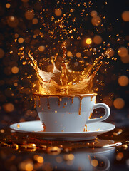 Cup of coffee splashes