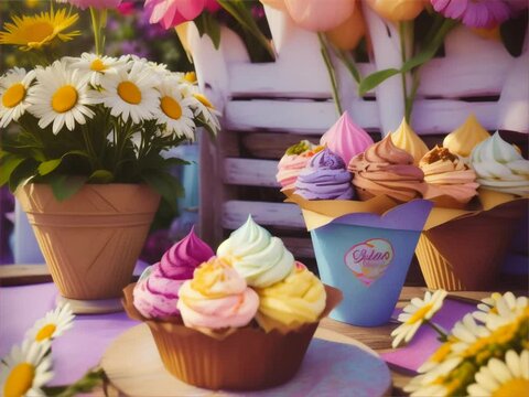 cupcakes and flowers
