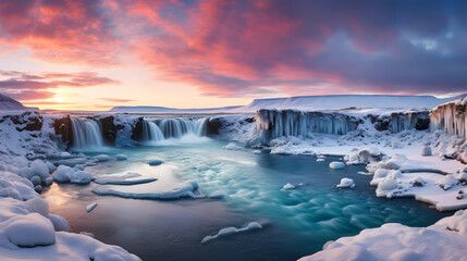 Iceland nature scenery in winter - obrazy, fototapety, plakaty