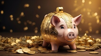 Pink Piggy Banks for Financial Wellness and Wealth Growth, Piggy Banks as Symbols of Financial Prudence, Piggy Banks as Essential Tools for Savings, Pink Piggy Banks Representing Financial Resilience, - obrazy, fototapety, plakaty