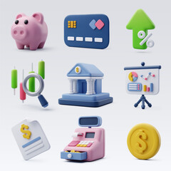 Collection icon set of finance, Bank, Financial services, Business and financial concept