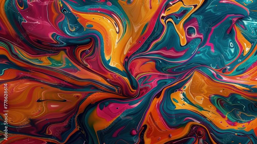 Poster a captivating abstract background featuring a riot of colorful paint splashes and splatters, arrange