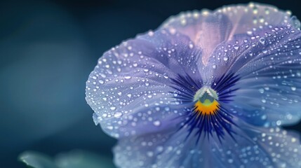 close up of a purple flower with water drop of water 