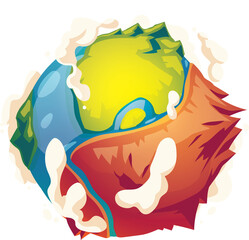 earth globe with dry part after global warming