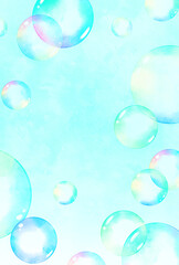 背景素材_水彩_シャボン玉_空