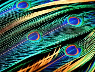 Obraz premium A close-up of a peacock feather.