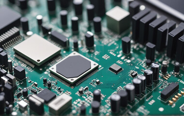 close up of computer circuit board