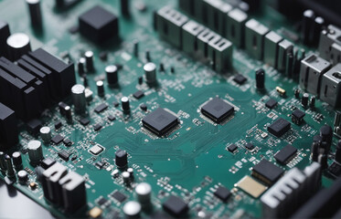 close up of computer circuit board
