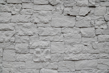 Closeup of Grey Brick Concrete wall is a block texture background for design and decoration at Thailand.