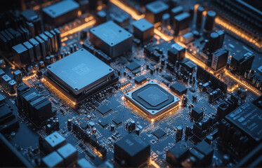 close up of computer circuit board