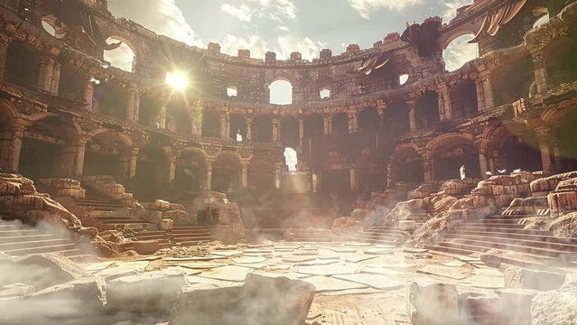 a highly detailed 3d render of an ancient coliseum. seamless looping overlay 4k virtual video animation background