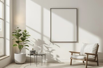  mockup poster on the wall of living room. Interior mockup. Apartment background. Modern interior design