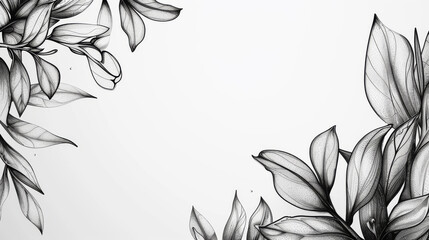 Illustration Aesthetic Background Hand Drawn Floral Leaf