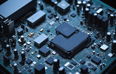 close up of computer circuit board