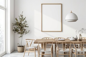 Mockup Poster Frame in Modern Scandinavian Living Room Interior