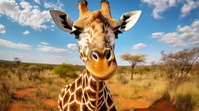 Cute giraffe looking at camera nature beauty in Africa 