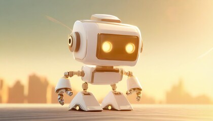 a cartoon character design of a clumsy robot with a square shaped body ai generative - obrazy, fototapety, plakaty