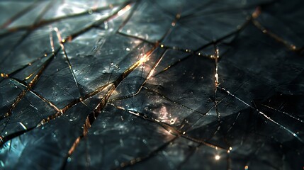 Prismatic shards casting intricate patterns of light upon an obsidian surface - obrazy, fototapety, plakaty