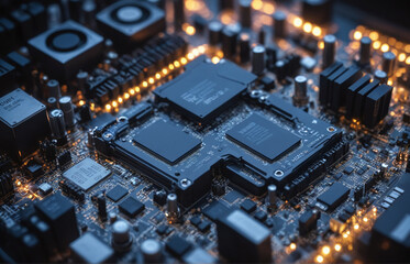 Obraz premium close up of computer circuit board