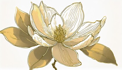 hand drawn magnolia flower ink sketch engraving style vector illustration