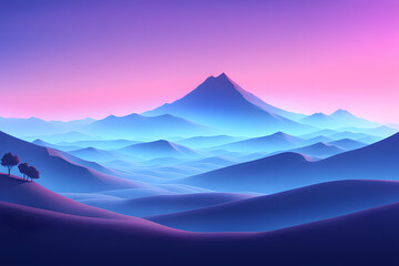 Mountain sunrise paints the sky with vibrant light the dreamy landscape