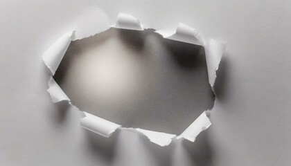 Ripped Paper: White Paper Background with Torn Hole" 
