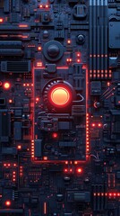 Fototapeta premium Computer Hardware Acceleration Concept Background, Technology Design Wallpaper, Vertical Abstract Sci-fi Event Backdrop, Science Tech Depiction 