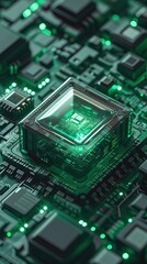 Obraz premium Computer Hardware Acceleration Concept Background, Technology Design Wallpaper, Vertical Abstract Sci-fi Event Backdrop, Science Tech Depiction 