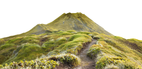 Trail to the volcano, landscape isolated on transparent background