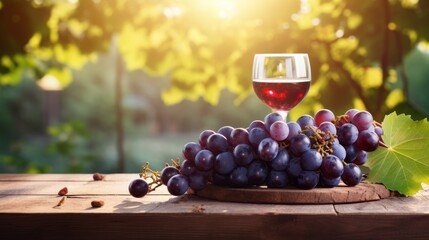 Fresh grape on wooden table nature gourmet wine celebration