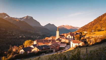 village de montagne dans les pyrenees ariegeoises dans le sud ouest de la france