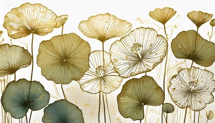 a collection of hand drawn illustrations featuring the gotu kola centella asiatica flower and leaf in a graphic engraved style for use on labels stickers menus and packaging