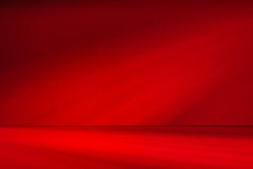 Wall interior background, studio and backdrops show products.with shadow from window color Red...