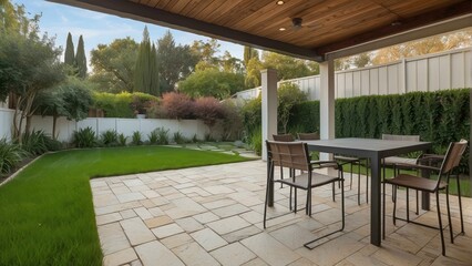 Obraz premium Modern backyard with comfortable seating area